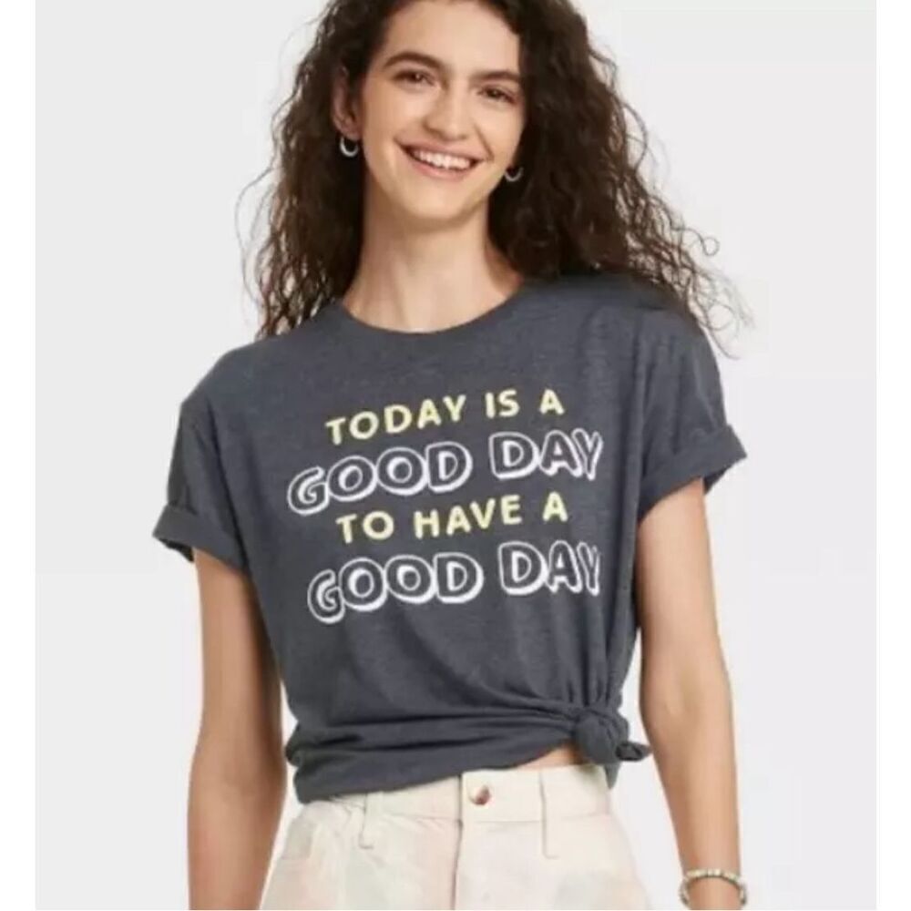 Modern Lux Today Is A Good Day Gray Short Sleeve T-shirt Size 3XL NWOT